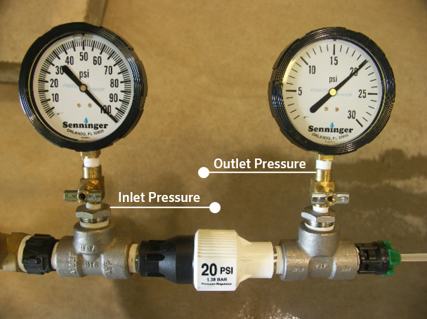 Install a pressure gauge on each side of the regulator